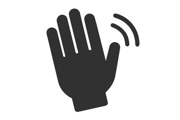 Aufkleber - Waving hand gesture icon. Hello or goodbye symbol. Welcome and farewell sign. Simple flat vector illustration for web, app, ui. Minimalist palm silhouette with motion lines.