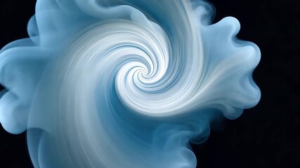 Poster - Swirling blue smoke forms mesmerizing vortex, showcasing fluid motion and ethereal beauty against dark background, evoking tranquility and mystery in every flowing line.