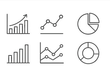 Poster - Chart and graph thin line icon set. Vector symbols for data analytics, business report, and statistics. Infographic elements for presentation, finance, and marketing.