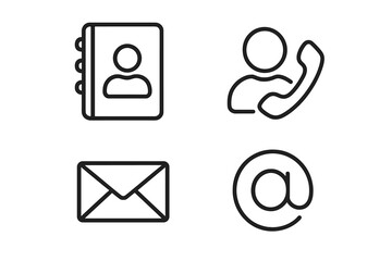 Poster - Contact us icons set. Thin line style symbols for web and mobile app. Customer service and communication concept. Phone call, email, address book and message signs vector.