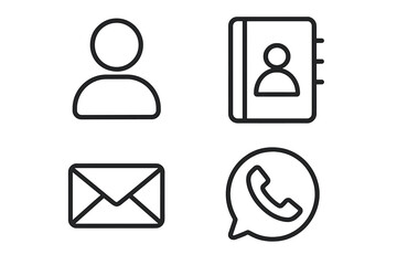 Poster - Contact us vector line icon set. User profile, address book, email message and phone call symbols. Communication icons for website UI, app, and business card design.