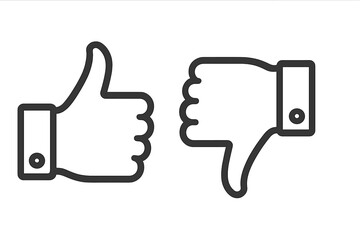 Poster - Thumb up and thumb down line icon set. Like and dislike, yes and no buttons. Social media feedback, approval, and disapproval symbols. Vector illustration isolated on white.