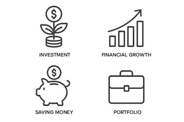 Poster - Finance line icon set. Investment growth, saving money, business portfolio concepts. Simple outline vector symbols for banking, economy and financial success illustration.