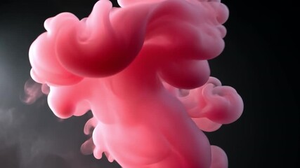 Poster - Vibrant Pink Smoke Swirling in Abstract Cloud Movement Captivating Visual of Fluidity and Dark Elegance