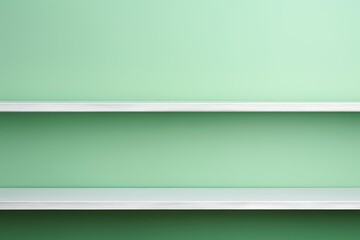 Poster - Empty shelves creating a perfect space for displaying products against a soothing light green backdrop