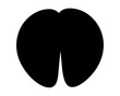 © Atique - Black graphic of a cow or deer hoof print on white background