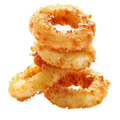 Wall Mural - Golden, crispy onion rings stacked together