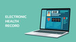 © ST.art - Electronic health record displayed on laptop screen in angle position, vector flat illustration