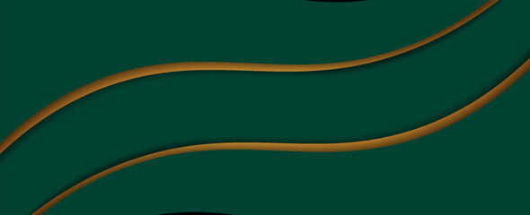 Poster - Dark green digital art waves with gold light in the middle, design background for element design. eps 10