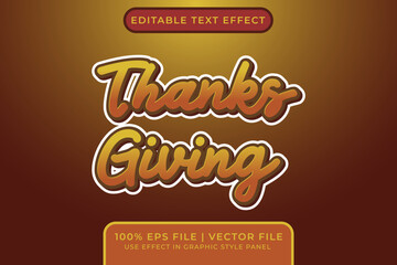 Poster - 3D Thanksgiving Editable Vector Text Effect