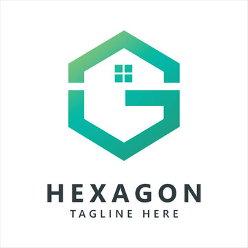 Geometric hexagon modern minimalist initial letter g building house logo