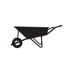 Poster - Wheelbarrow silhouette icon logo vector illustration isolated on white background
