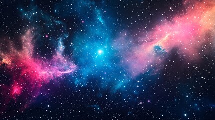 Wall Mural - A colorful and vivid depiction of a galaxy with stars and nebulae, set against the backdrop of outer space.