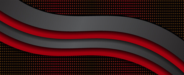 Poster - Vector red line background curve element with dark space for text and message design, overlapping layers, eps 10