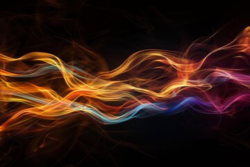 Poster - Colorful smoke creating wavy pattern on black background