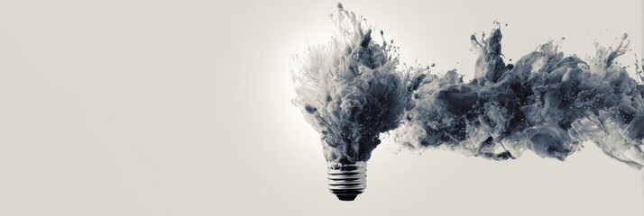 Poster - Ink Splash Artwork Forms a Lightbulb Shape on a Blank Canvas With Minimal Upper Margin