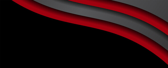 Poster - Vector red line background curve element with dark space for text and message design, overlapping layers, vector. EPS 10