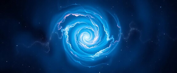 Wall Mural - Abstract swirling nebula, cosmic dust and stars on deep blue background,  backdrop,  texture