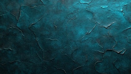 Poster - A textured dark teal surface with cracks and crevices, creating an abstract, rugged, and weathered appearance.