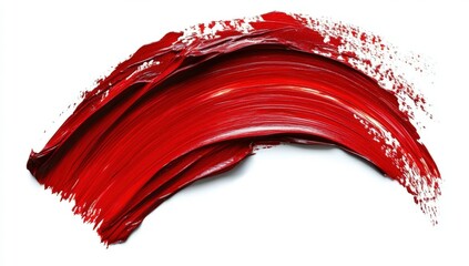 Poster - A bold, dynamic red paint brushstroke with textured, layered strokes on a white background.