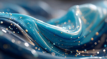 Poster - Abstract Blue Liquid Metal: A Digital Art Exploration