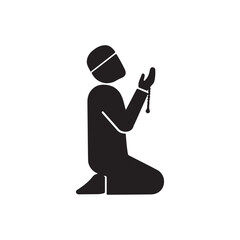 Poster - Pictogram islamic muslim pray sign silhouette vector flat illustration design