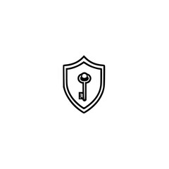 Poster - Vector Illustration of Shield and Key Symbol for Security Encryption and Privacy Protection