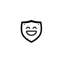 Poster - Laughing Emoji Shield Icon Symbol of Internet Humor and Online Security Vector Illustration