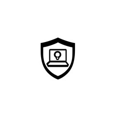 Poster - Shield with Laptop Icon Symbolizing Cyber Security and Data Protection Vector Illustration
