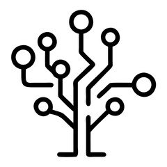 Poster - A stylized tree of interconnected technology icons , Illustration of a circuit board with nodes and connecting lines