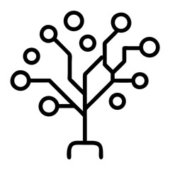 Poster - A stylized tree of interconnected technology icons , Illustration of a circuit board tree with circular connections points