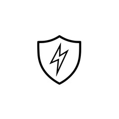Poster - Shield with Lightning Icon Representing Power Protection Energy Safety and Voltage Security Vector