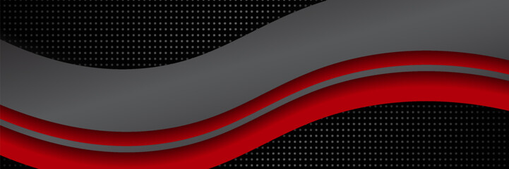 Poster - Vector red line background curve element with dark space for text and message design