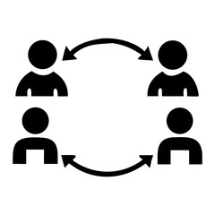 Poster - Collaboration icon four people in a circular process vector illustration on transparent background