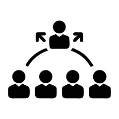 Poster - Collaboration icon hierarchical structure with arrows vector illustration on transparent background