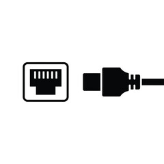 Poster - Ethernet cable and port icon for network connection symbol
