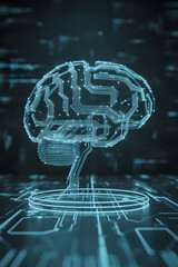Wall Mural - Digital brain, circuit board design, futuristic technology concept.