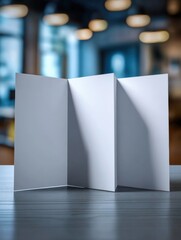 Aufkleber - Folded Brochure Mockup on a Desk With Space for Branding in a Modern Workspace Setting