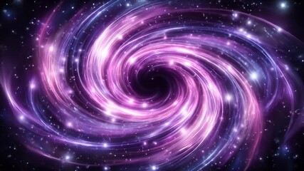 Wall Mural - A vibrant, swirling galaxy is depicted with hues of purple and pink, centered on a black hole