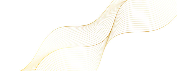 Poster - Abstract golden linear background. Flowing particles future technology concept abstract gradient and gold wave curve lines banner.