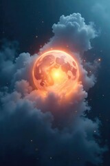 Wall Mural - close-up of a single, glowing, ethereal orb amidst swirling mist, symbolizing the boundless potentia