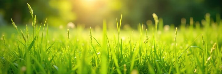 Wall Mural - Gentle breeze rustling through tall grass in a sun-drenched meadow, creating a wave-like effect  Peaceful, idyllic nature scene perfect for relaxation themes ,  field,  wallpaper,  texture
