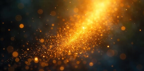 Wall Mural - luminous golden dust motes drift in a beam of ethereal light, creating a mystical, otherworldly atmo