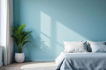 Canvas Print - serene bedroom wall featuring calming blue paint, subtle texture, and soft, natural light perfect fo