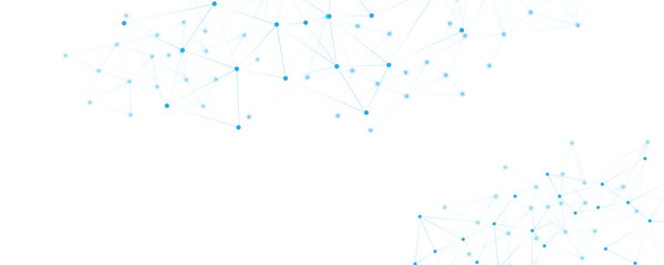 Poster - Abstract white blue digital technology futuristic communication high tech concept background. Technology dots lines connect network background.	