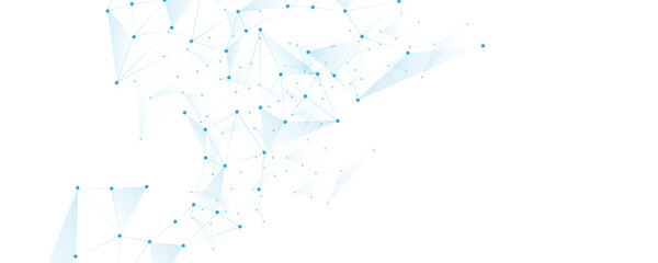 Poster - Abstract white blue digital technology futuristic communication high tech concept background. Technology dots lines connect network background.	