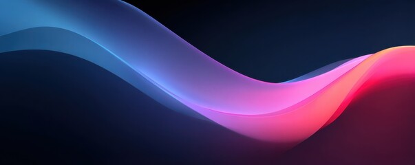 Poster - Abstract colorful flowing waves over dark background with a dynamic, modern design