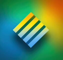 Poster - Colorful geometric abstract design featuring a striped square on vibrant gradient background