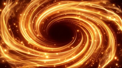 Wall Mural - glowing, swirling vortex with golden lines, bright sparkles and dark center