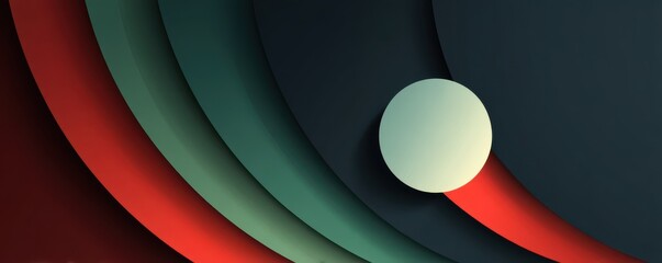 Poster - Abstract curved layers with bold vibrant hues and a circular element